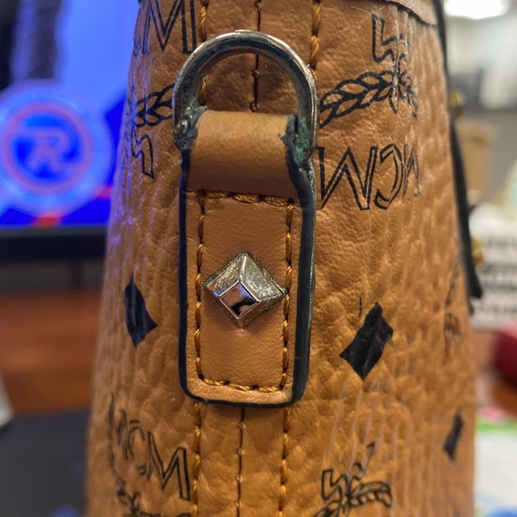 MINI MCM Tan Monogram Tote with Leather Trim - Picture 8 of 14